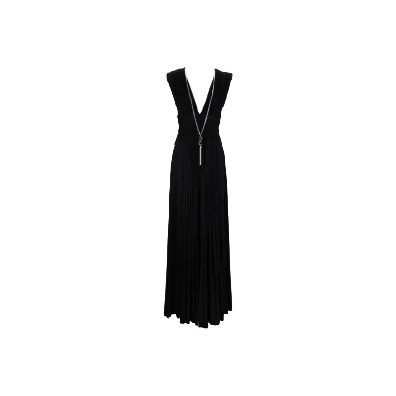 Elisabetta Franchi V Neck Draped Red Carpet Maxi Dress-0