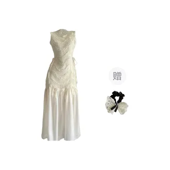 PAVEA Sleeveless Dress Women's Apricot+Hair Tie Comes With