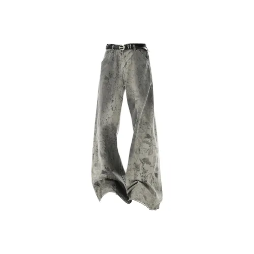 SCRM Jeans Unisex Snakeskin Print White