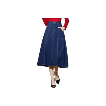 SMEN Casual Long Skirts Women's Denim Blue