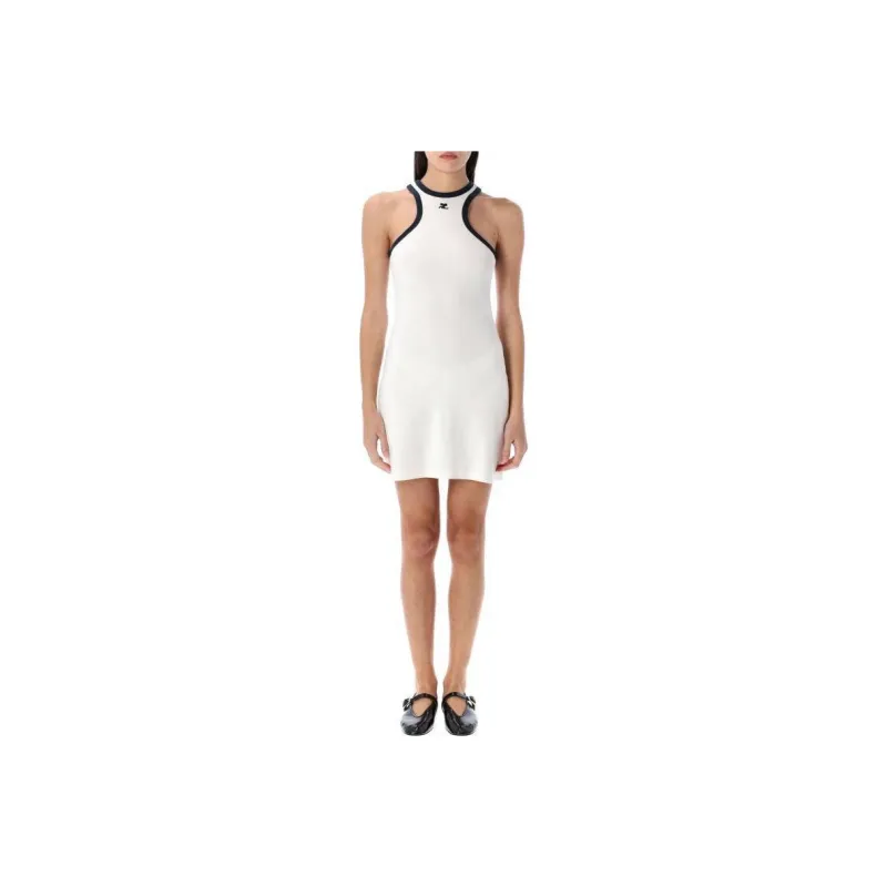 COURREGES Contrasted Trim Sleeveless Mini Dress-0