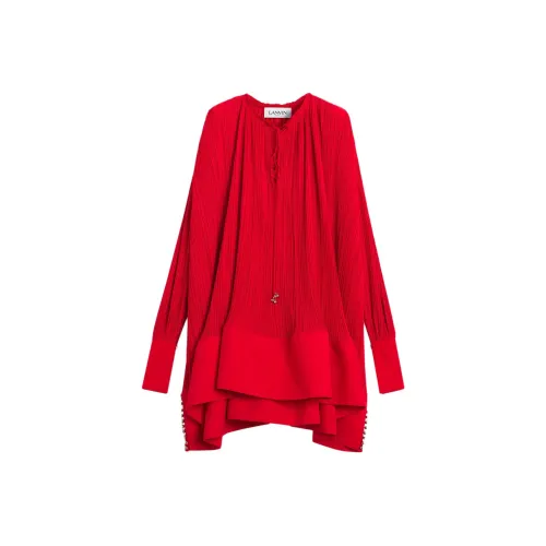 Lanvin Flared Hem Pleated Midi Dress