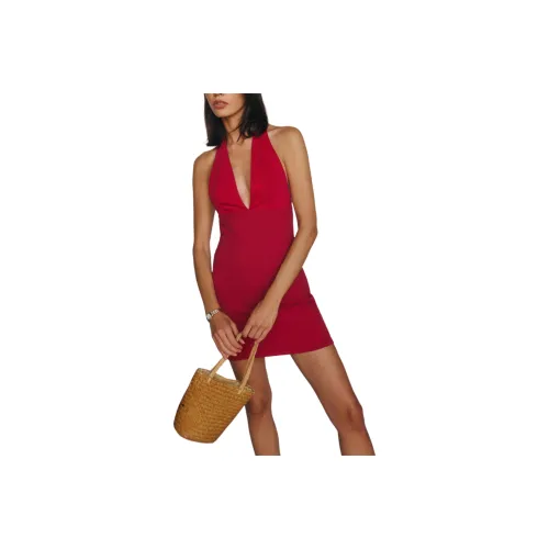 REFORMATION Baker Knit Dress Sleeveless Dress Women's Lipstick Color
