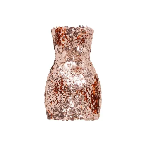 Oscar De La Renta Petal Paillette Cocktail Dress