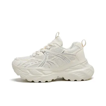 Binary Abrasion Resistant Breathable Height Increasing Low Top Chunky Sneakers Women's Beige