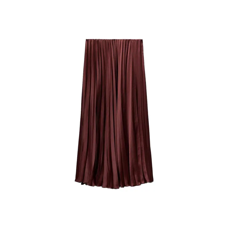 ZARA Casual Long Skirts Women's Deep Eggplant Purple-0