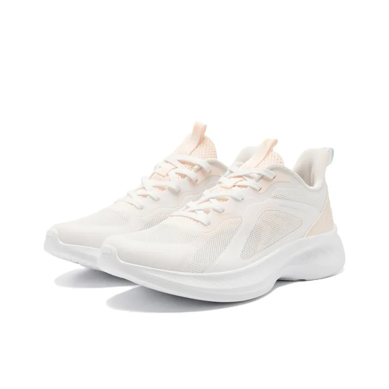 QIAODAN Wear resistant And Lightweight Low Top Casual Training Long Distance Running Shoes Women's White Pink-2