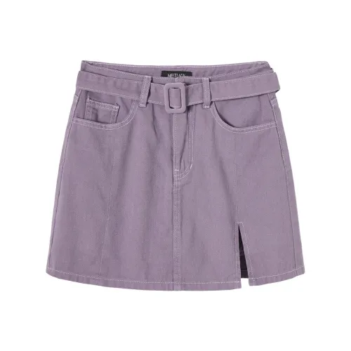 MEETLADY Denim Short Skirts Women's Gray Purple
