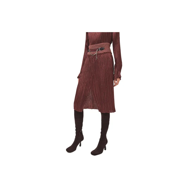 HERMES Casual Long Skirts Women's Mahogany Brown-0