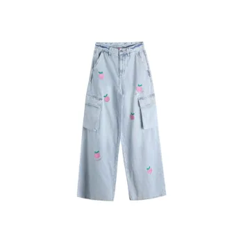 LALABOBO Jeans Women's Light Blue White