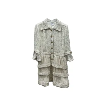CHANEL Long Sleeved Dress Women's White