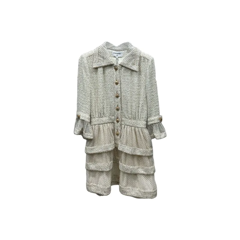 CHANEL Long Sleeved Dress Women's White-0