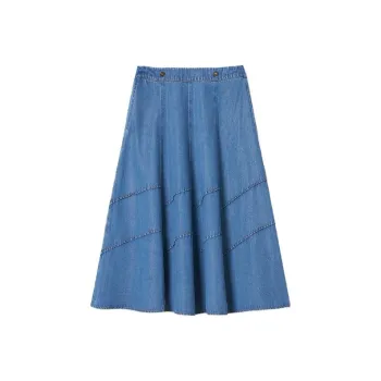 Goodland Casual Long Skirts Women's Vintage Blue