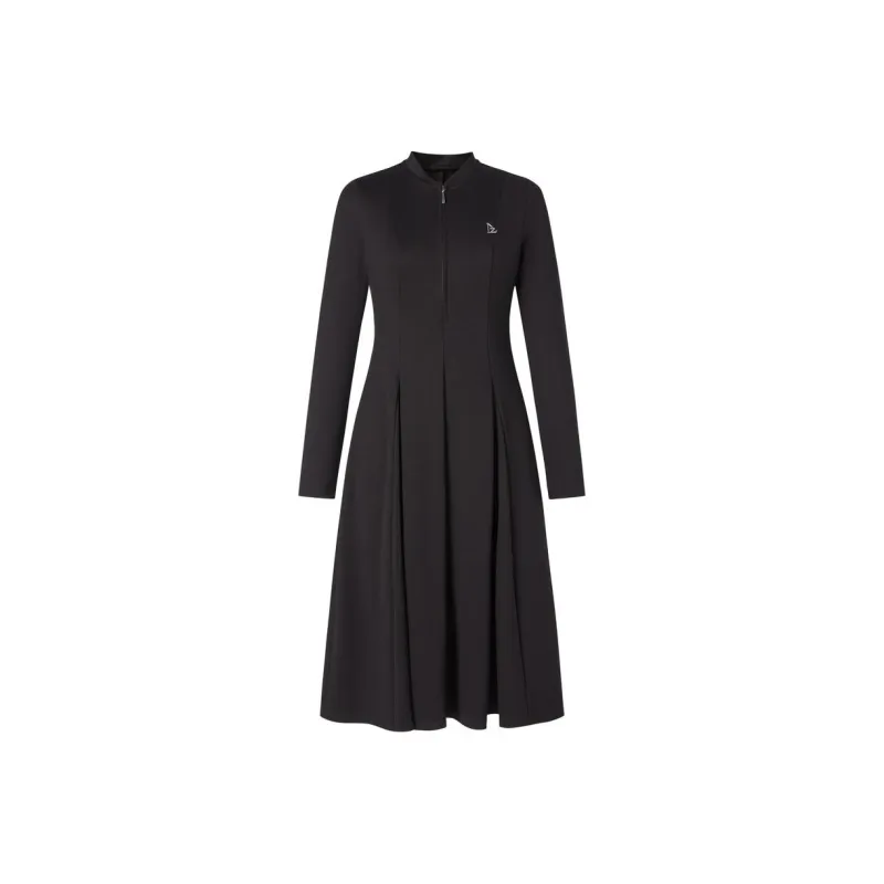 JZ. ANNAKRO Long Sleeved Dress Women's Plain Black-0