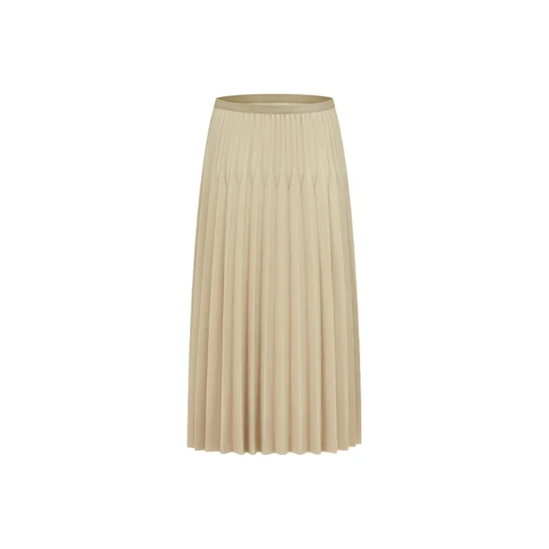 MARVALAS Casual Long Skirts Women's Beige-0