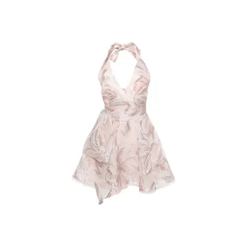 Talbot Runhof Floral appliqué Belted Minidress