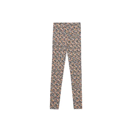 Burberry Madden Monogram Print High Rise Stretch Woven Leggings White/Beige