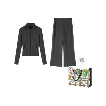 ZVJH Casual Suit Women's Black Gray Color