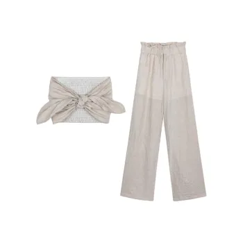 FORNI Casual Suits Women's Clothing Sets Strapless Top+Pants