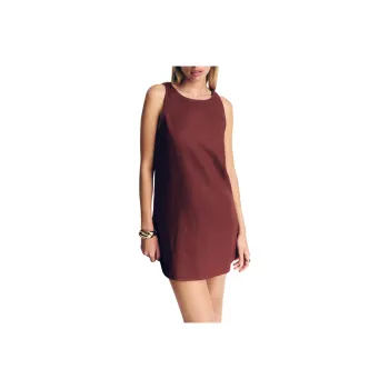 REFORMATION Jessi Linen Dress Sleeveless Dress Women's Burgundy