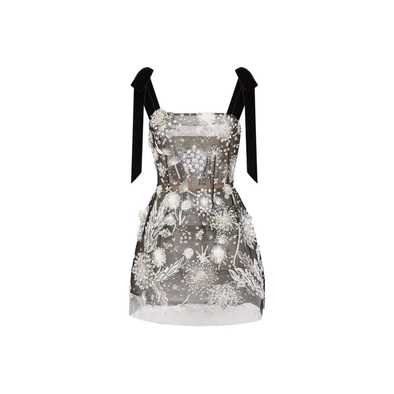 OSCAR DE LA RENTA FW24 Slip Dresses Women's Black Silver-0