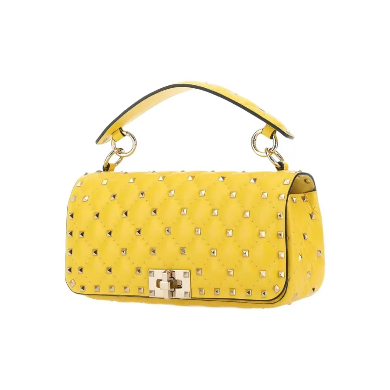 Valentino GARAVANIRockstud Calfskin Shoulder Bag, Crossbody Bag, Handbag Women's Yellow-1