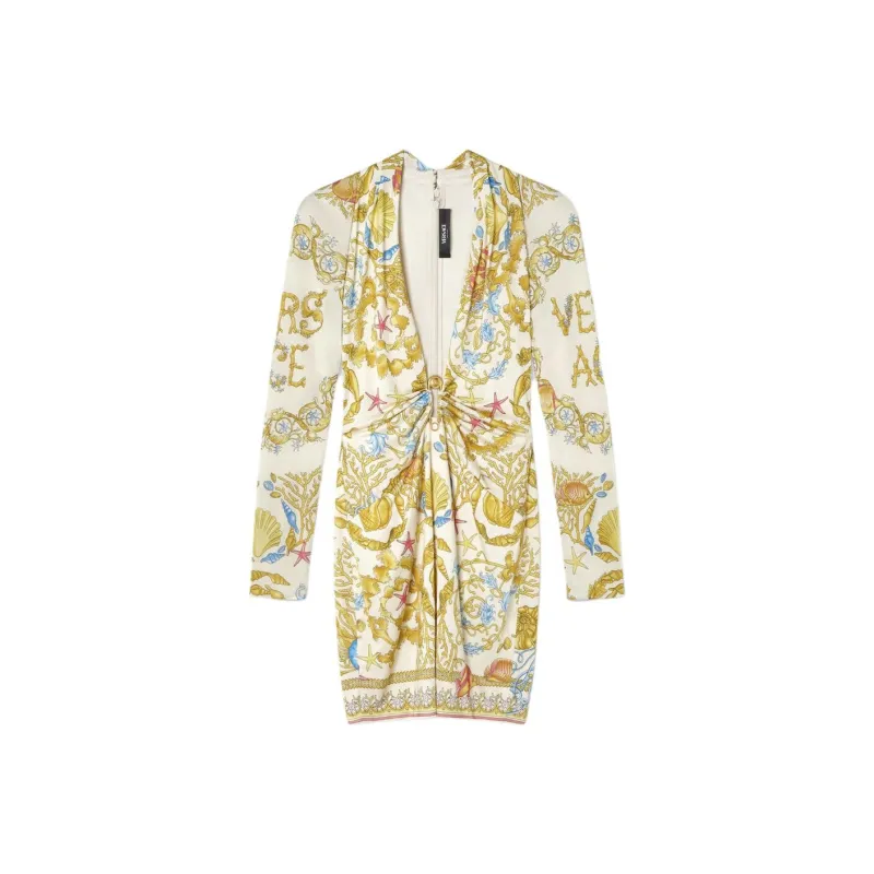 VERSACE Safety Pin Underwater Barocco Mini Dress-0