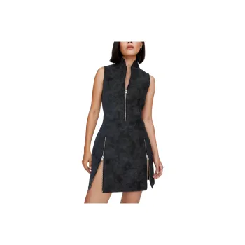 NASTY GAL Distressed Faux Leather Mini Dress Sleeveless Dress Women's Black