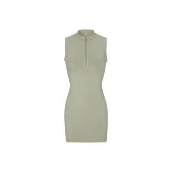 SKIMS NEW VINTAGE ZIP UP SLEEVELESS MINI DRESS Sleeveless Dress Women's MINERAL/Mineral