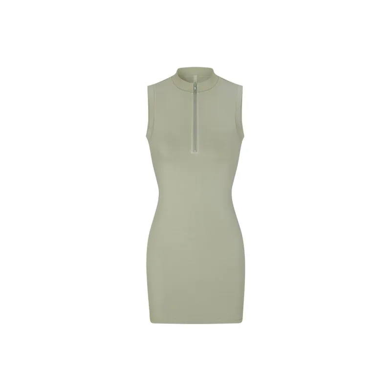 SKIMS NEW VINTAGE ZIP UP SLEEVELESS MINI DRESS Sleeveless Dress Women's MINERAL/Mineral-0