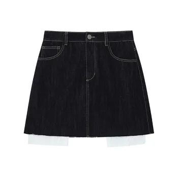 ZHOUMIAO Denim Short Skirts Women's Ultramarine Denim Blue
