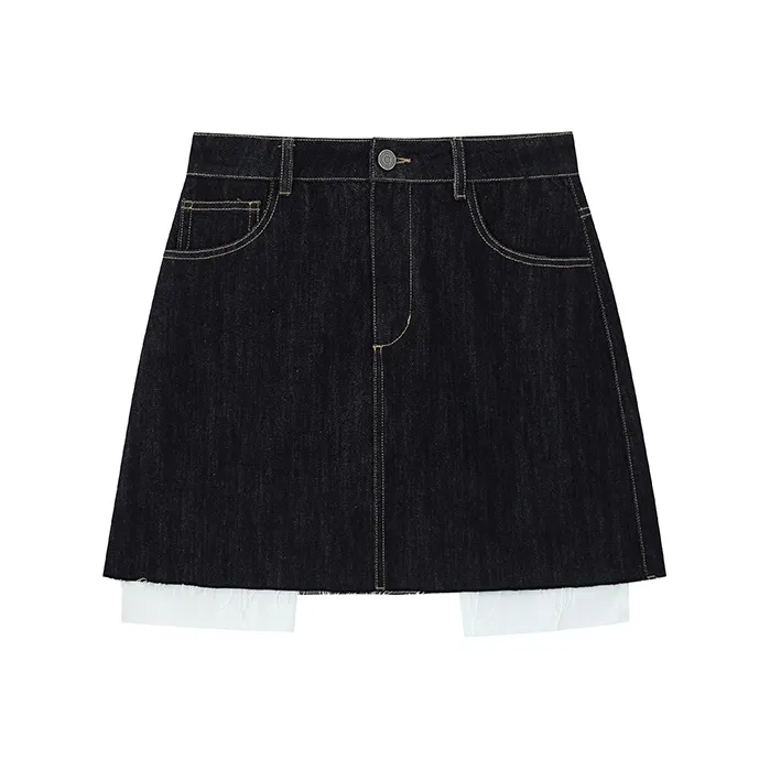 ZHOUMIAO Denim Short Skirts Women's Ultramarine Denim Blue-0