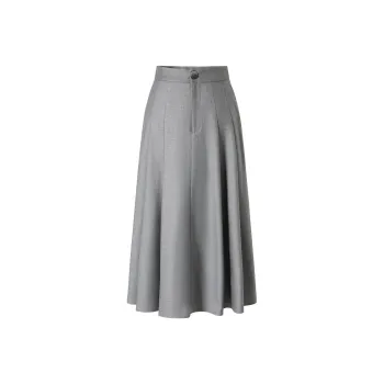JZ Juzui Casual Long Skirts Women's Silver Gray