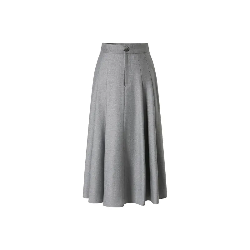 JZ Juzui Casual Long Skirts Women's Silver Gray-0