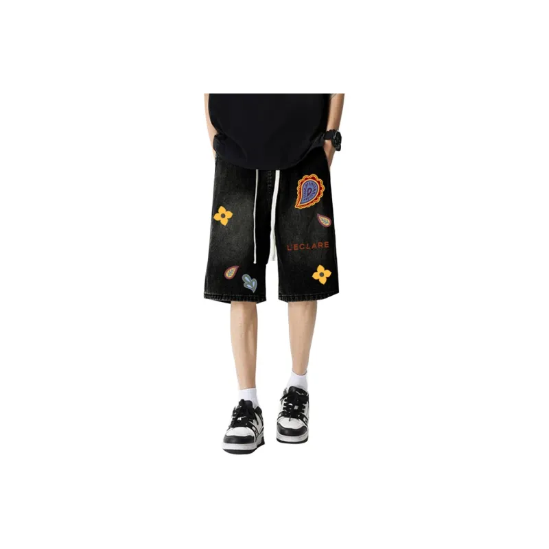 BLANC & ECLARE Comfortable Washed Denim Shorts Unisex-6