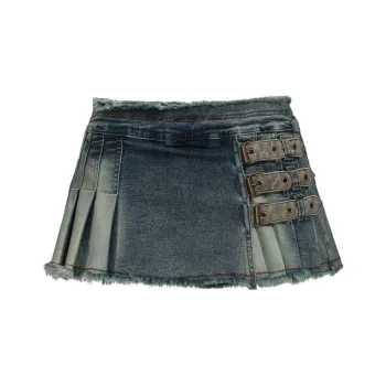 The Kript Denim Short Skirts Women's Blue