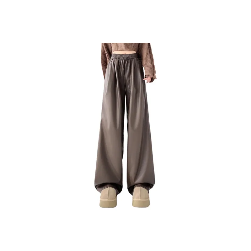 Ya Sheep People Leather Pants Women's Coffee-0