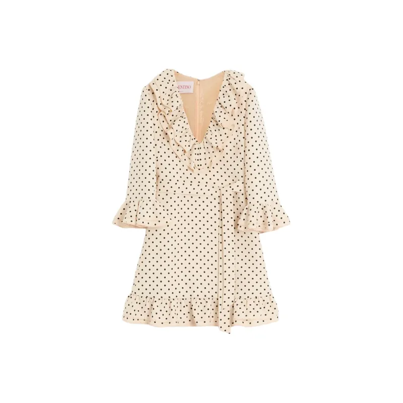 Valentino SS25 Long Sleeved Dress Women's Light Beige-0