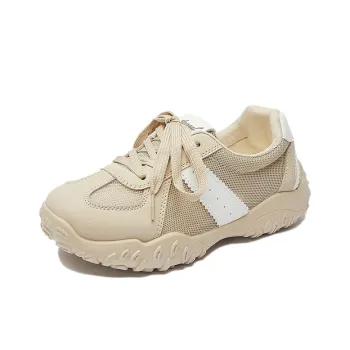 SUPEREDGE Anti Slip Wear Resistant Low Top Casual Shoes Women's Khaki Beige