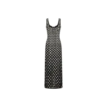 Paco Rabanne Hot Fix Embroidered Midi Dress