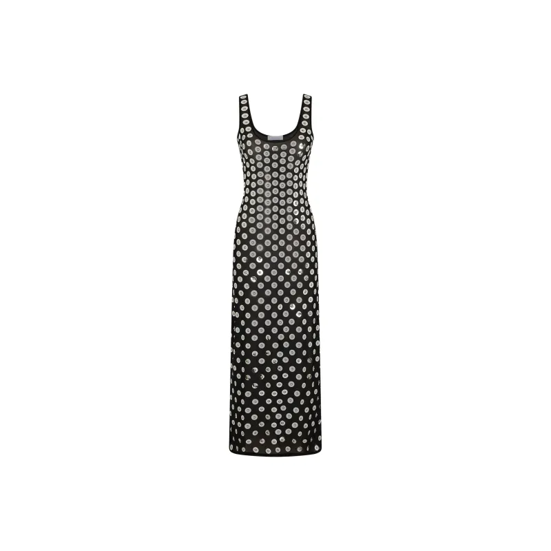 Paco Rabanne Hot Fix Embroidered Midi Dress-0