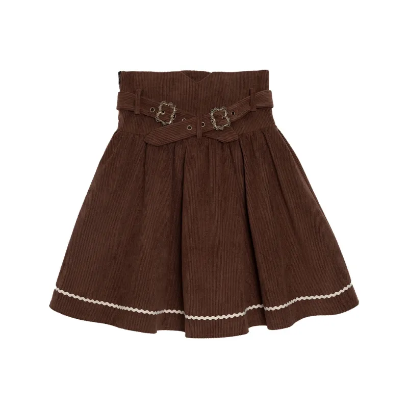 LALAJK Swiss Fall Peter Pan Collar Shirt Skirt Maillard Style Skirt Set Women's-10