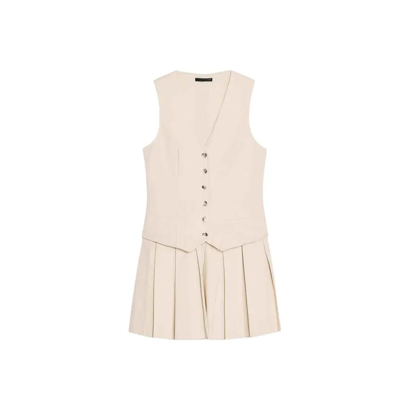 ZARA Sleeveless Dress Women's Light Beige-0