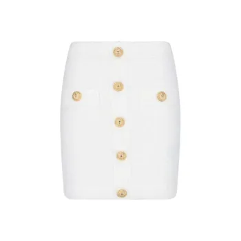 BALMAIN Button Embellished Tweed Skirt