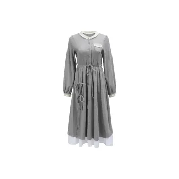 OSQ Long Sleeved Dresses Women's Gray