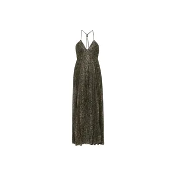 A.L.C. Lamé effect Halterneck Pleated Dress