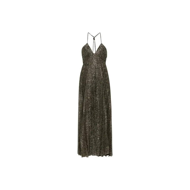 A.L.C. Lamé effect Halterneck Pleated Dress-0