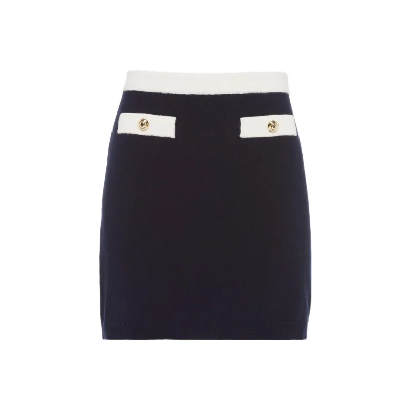 MIU MIU FW22 Casual Long Skirts Women's Navy Blue-0
