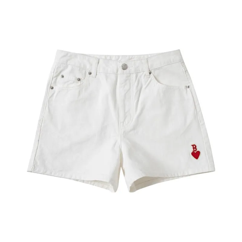 MLB SS23 Heart Heart Series Denim Shorts Women's White-0