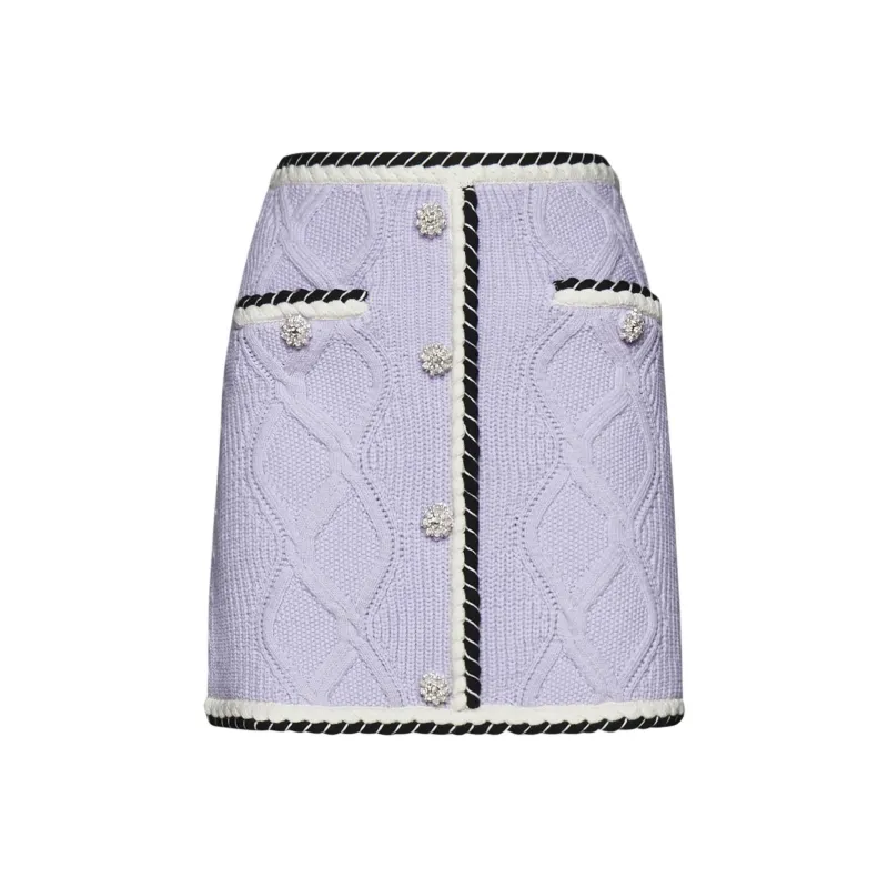 Self portrait Casual Short Skirts Women's Purple-0